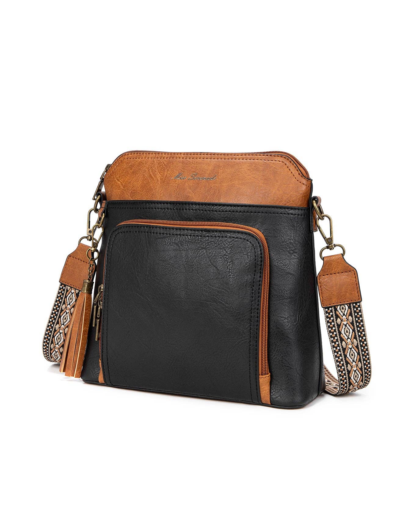 ALEX VEGAN XBODY BAG BLK/TAN