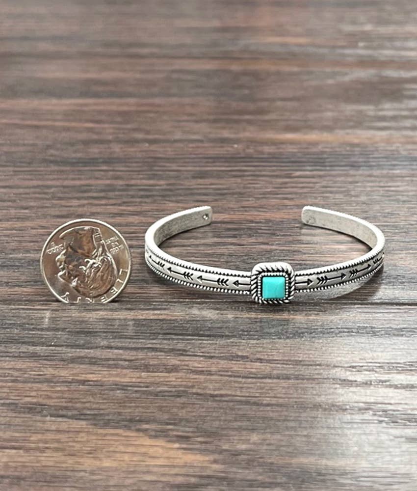 Small Square Turquoise Cuff Bracelet
