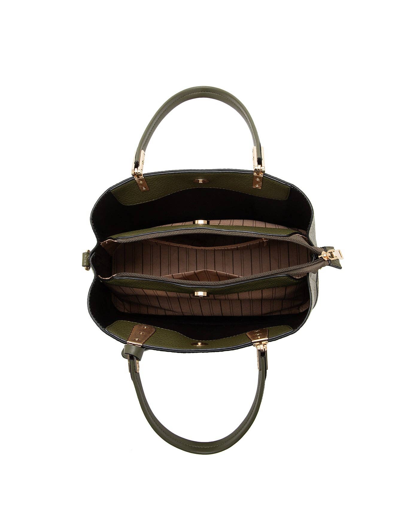 ASHER VEGAN TRIPLE COMPARTMENT BAG - Olive