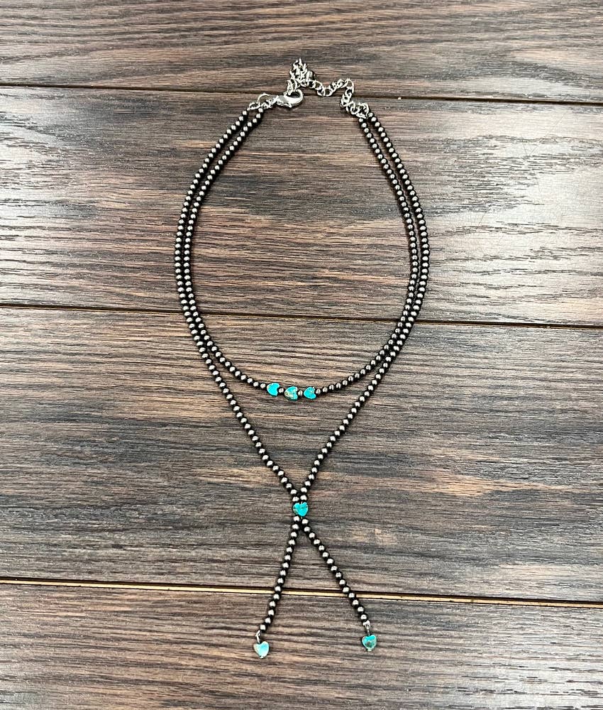 Handmade 18" Polish Navajo Heart Gemstone Y-Necklace