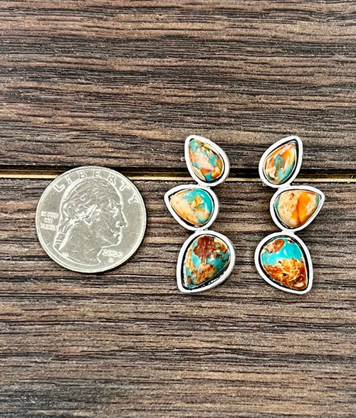1.4" Navajo Gemstone Stud Earrings