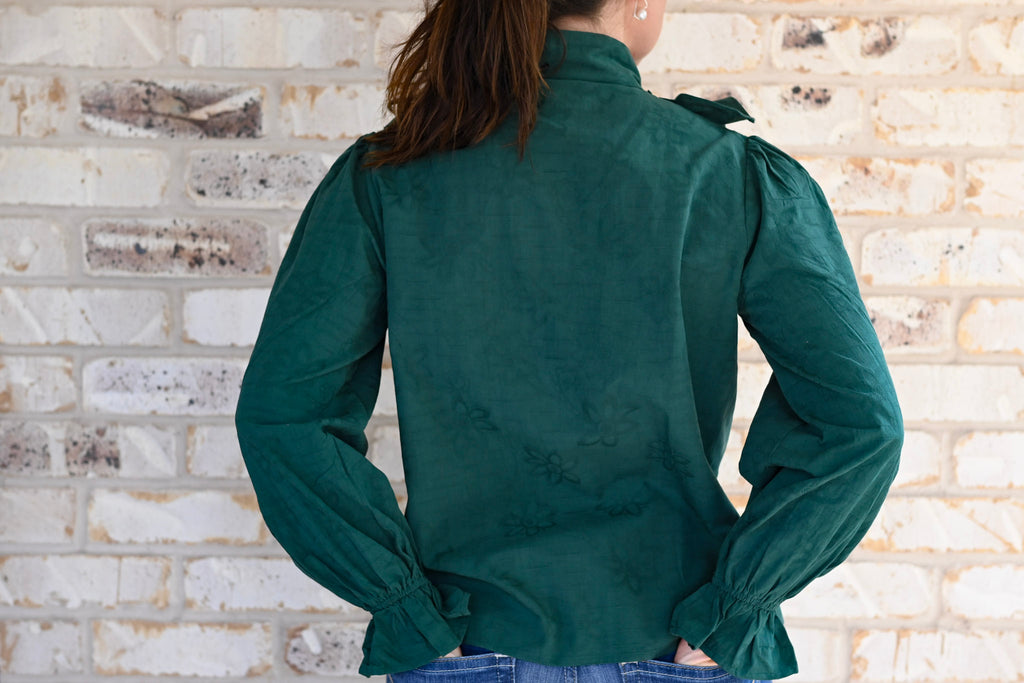 Rachel Floral Long Sleeve Blouse - EMERALD