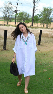 White Shirt Linen Dress