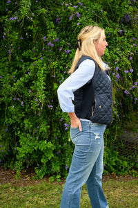 Suede Piping Quilted Padding Vest