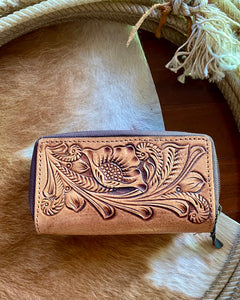 Tooled Leather Purse with Magnetic Clasp