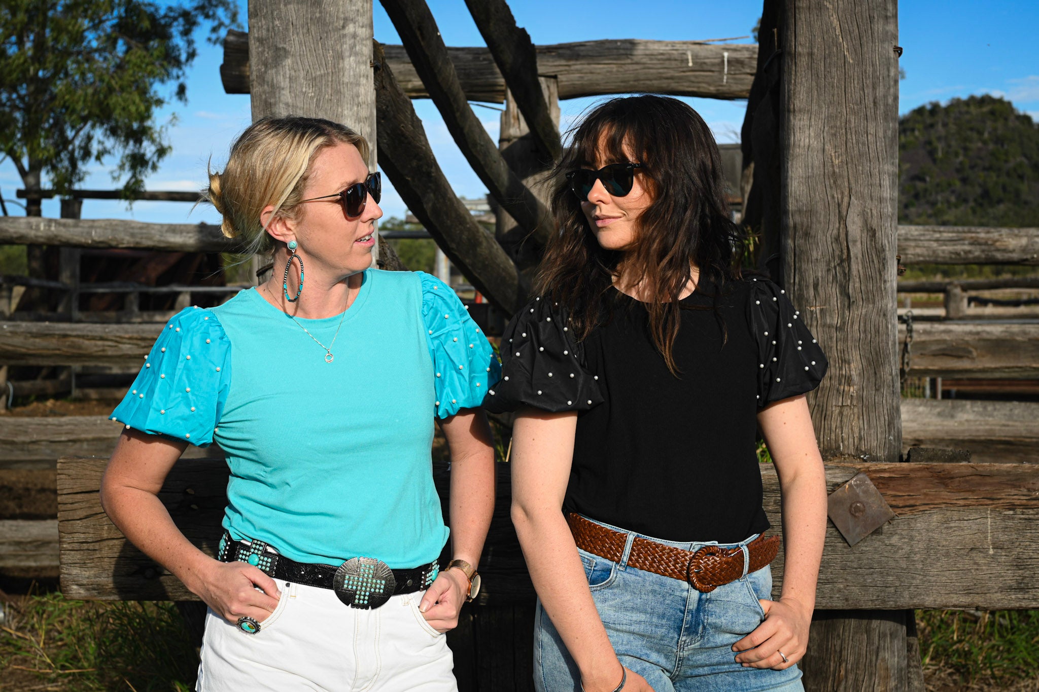 Bailey Pearl Puff Sleeve - Turquoise