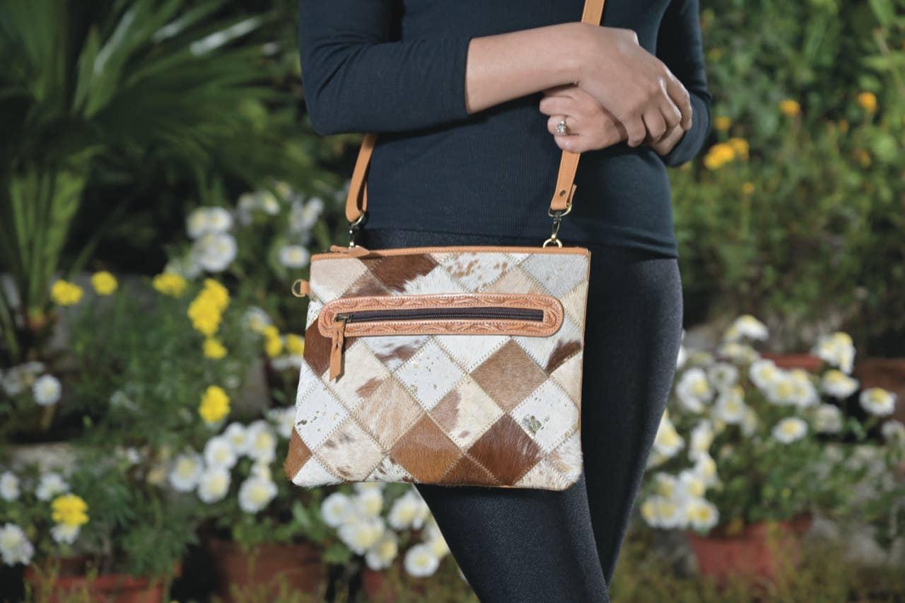 Patchwork Cowhide Sling Bag