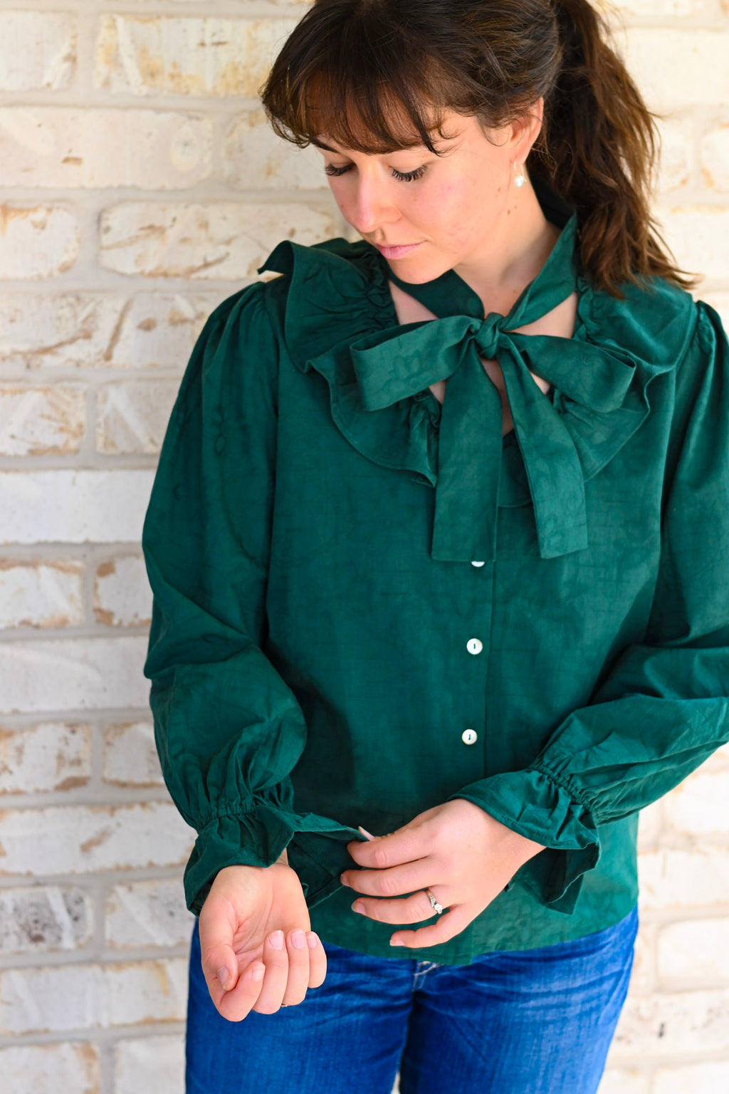 Rachel Floral Long Sleeve Blouse - EMERALD