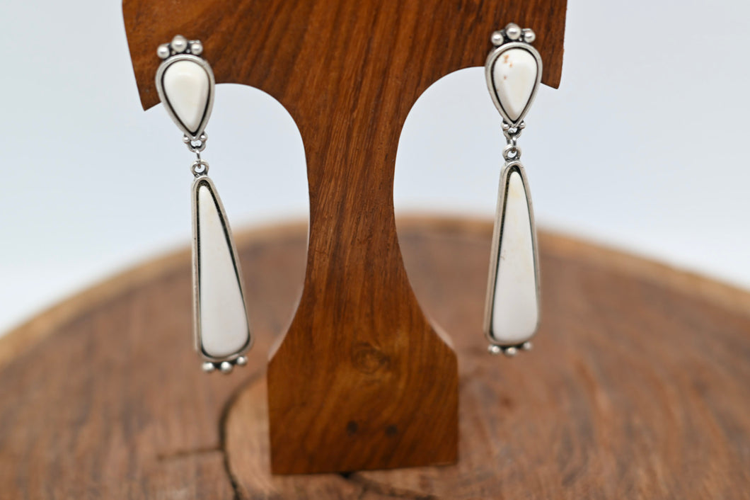 White Bone Dangle Earrings