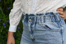 Gathered Waist Denim Shorts