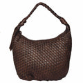 Woven Washed Leather Hobo Bag – Belfast - Chocolate