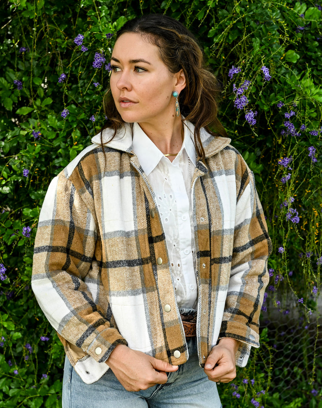 Quilted Plaid Oversized Jacket