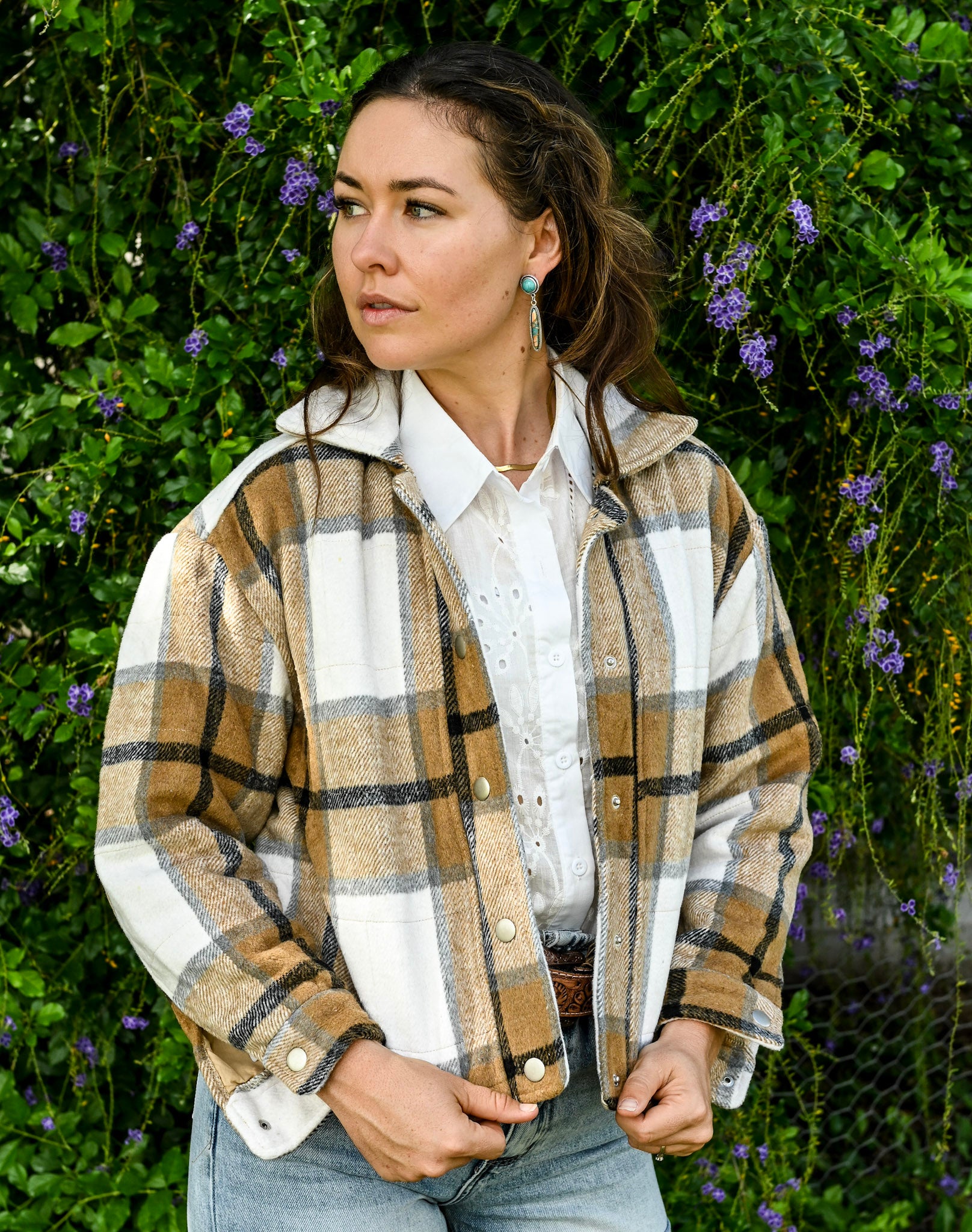 Quilted Plaid Oversized Jacket