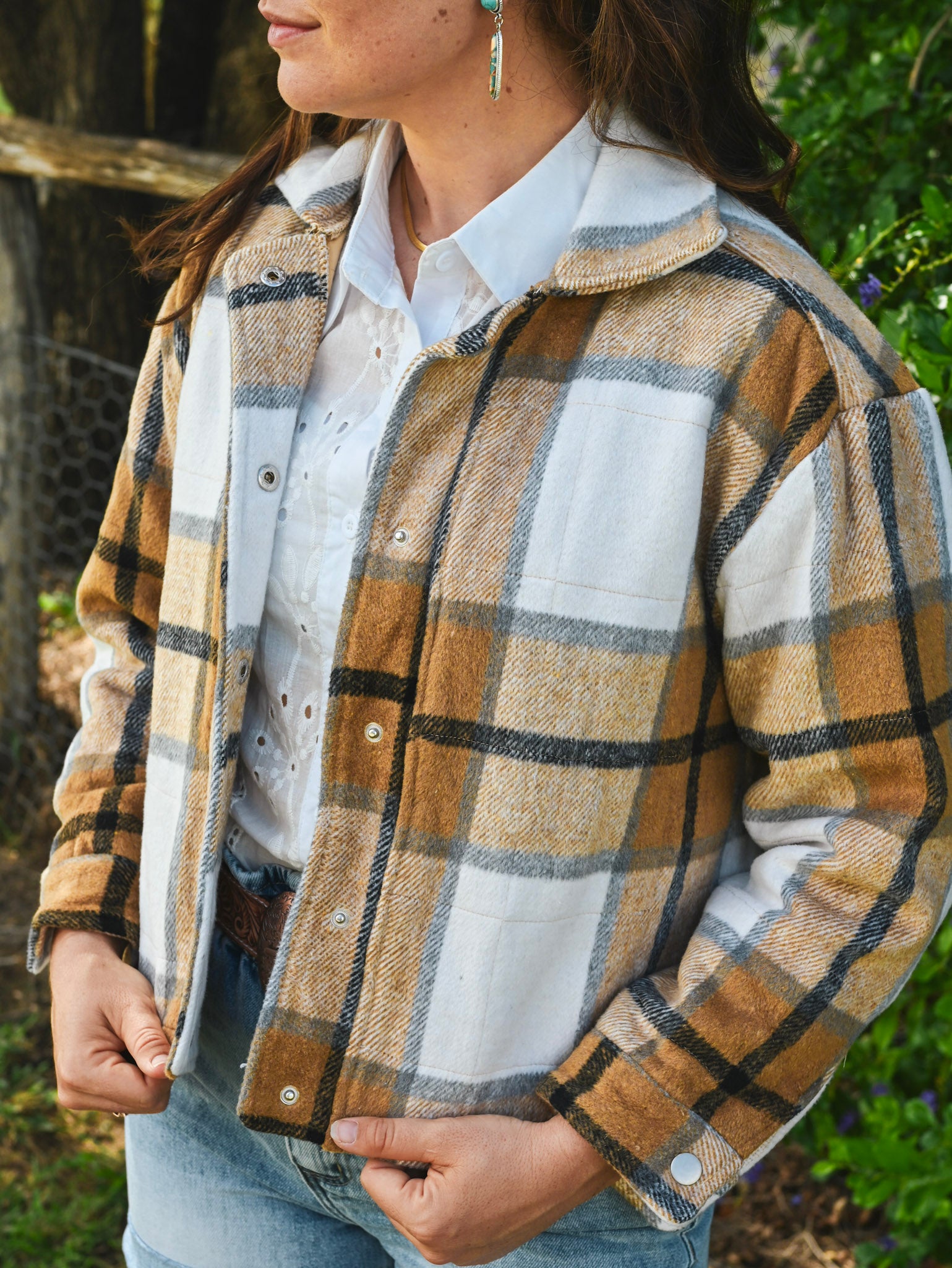 Quilted Plaid Oversized Jacket