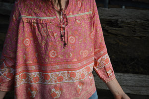 Daisy Peach Boho three quarter Blouse