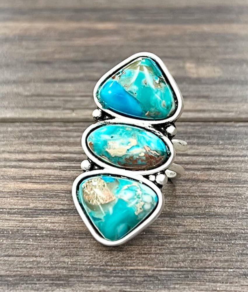 Navajo Gemstone, Brass Adjustable Ring