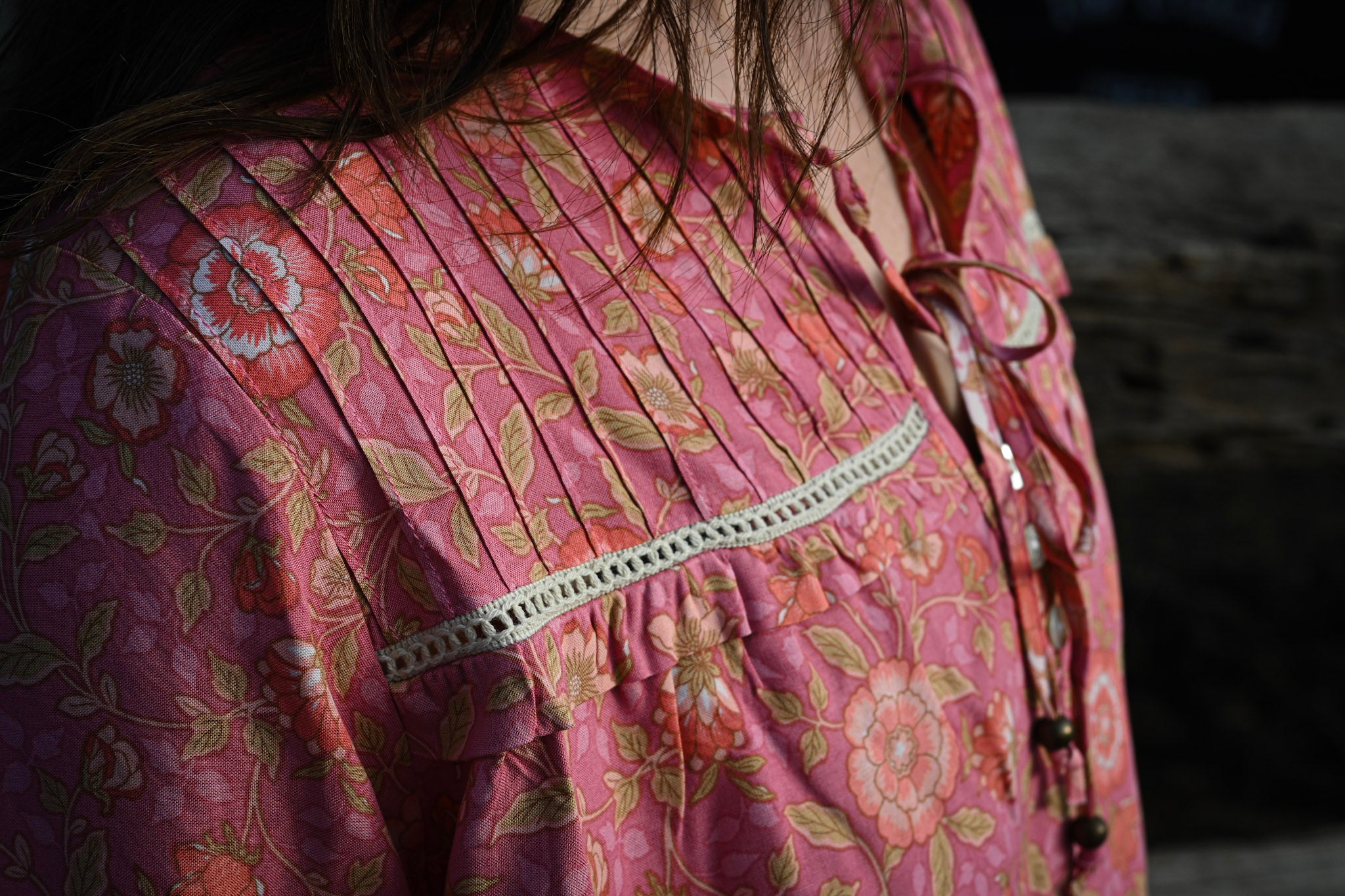 Daisy Peach Boho three quarter Blouse