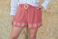 Amy Embroidered Belted Shorts