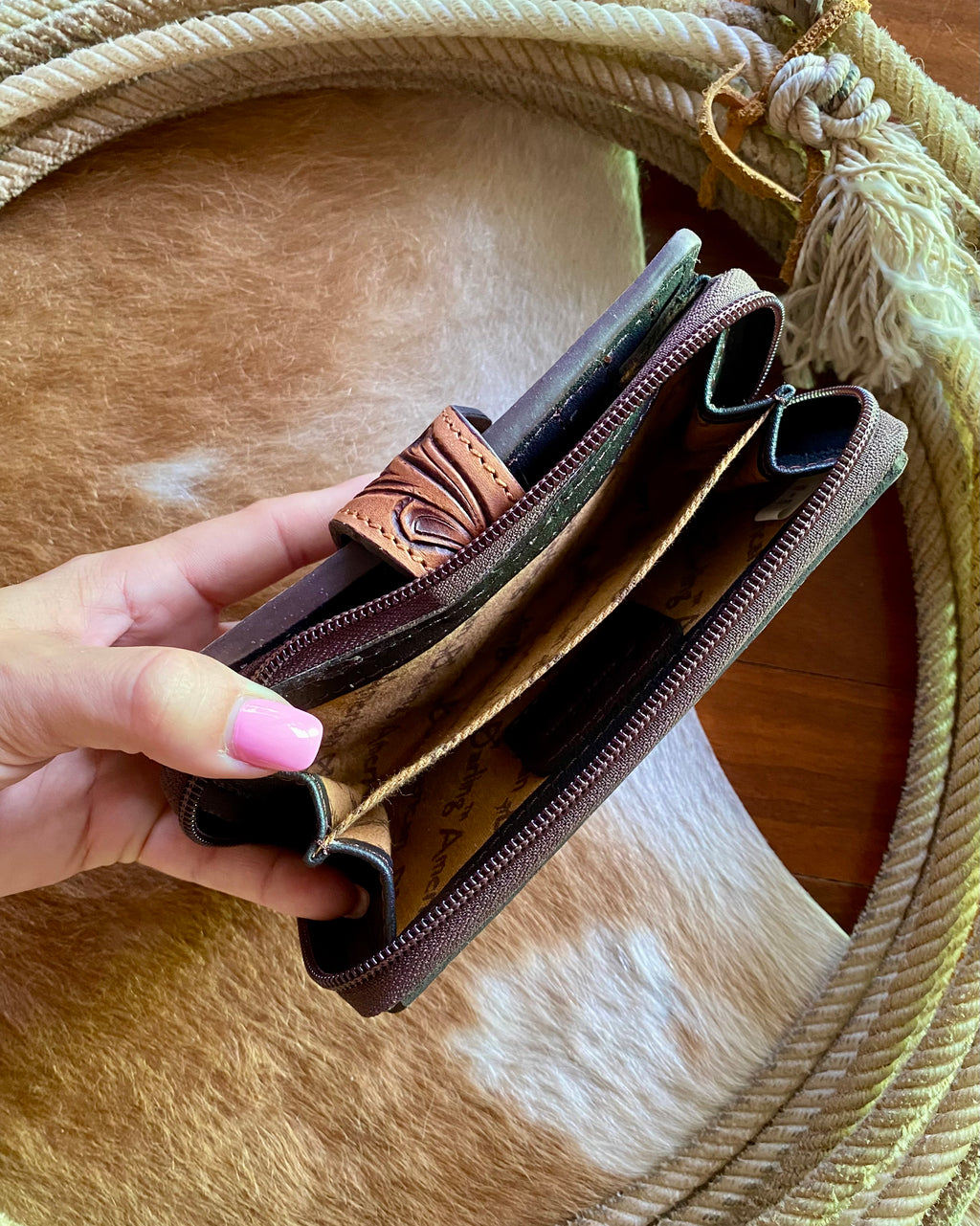 Tooled Leather Purse with Magnetic Clasp