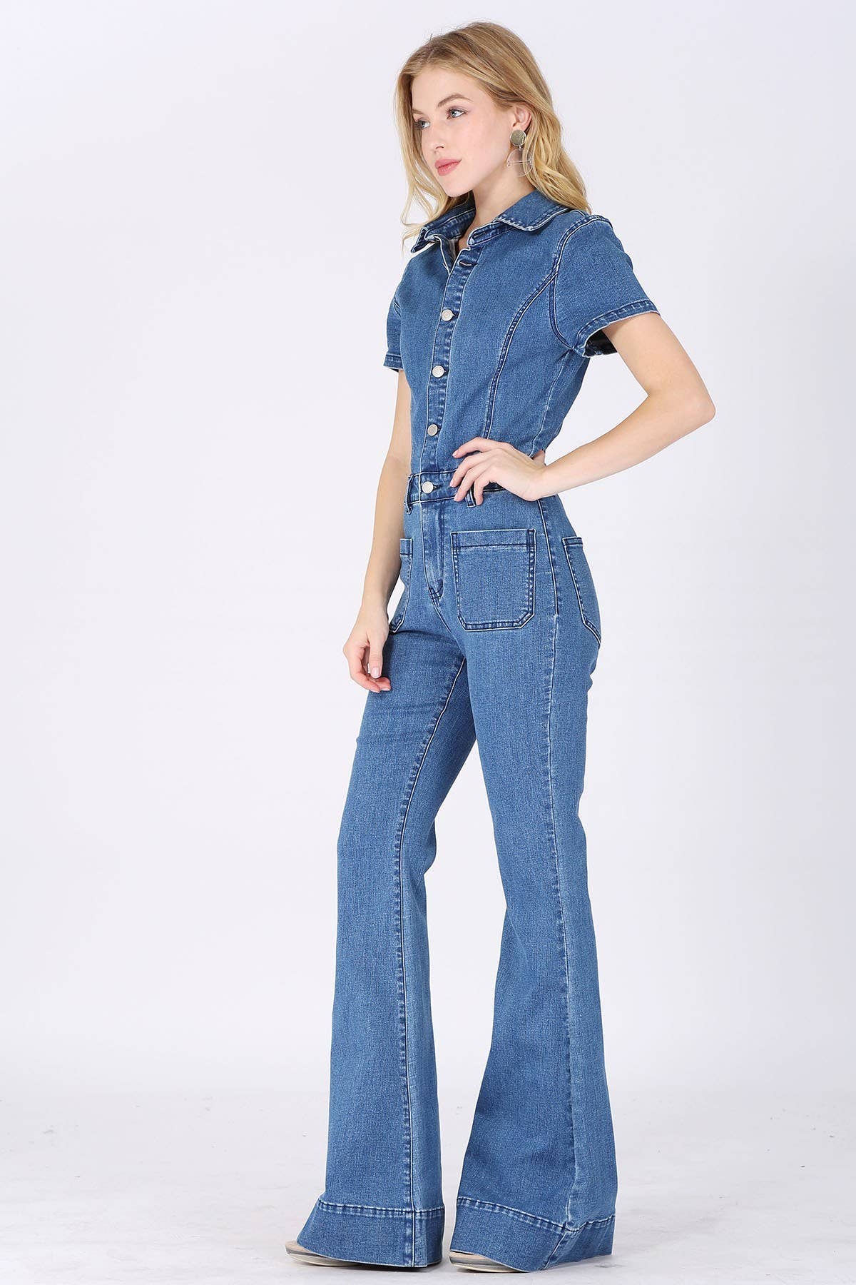 Lainey Light Bell Bottom Denim Jumpsuit