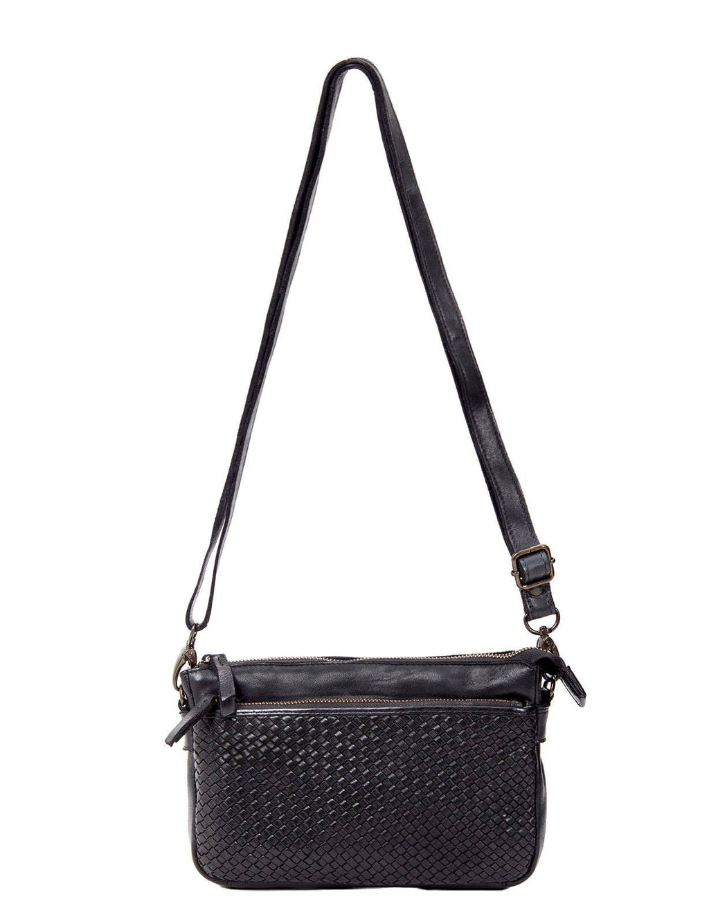 RENMARK WOVEN DETAIL LEATHER XBODY BAG