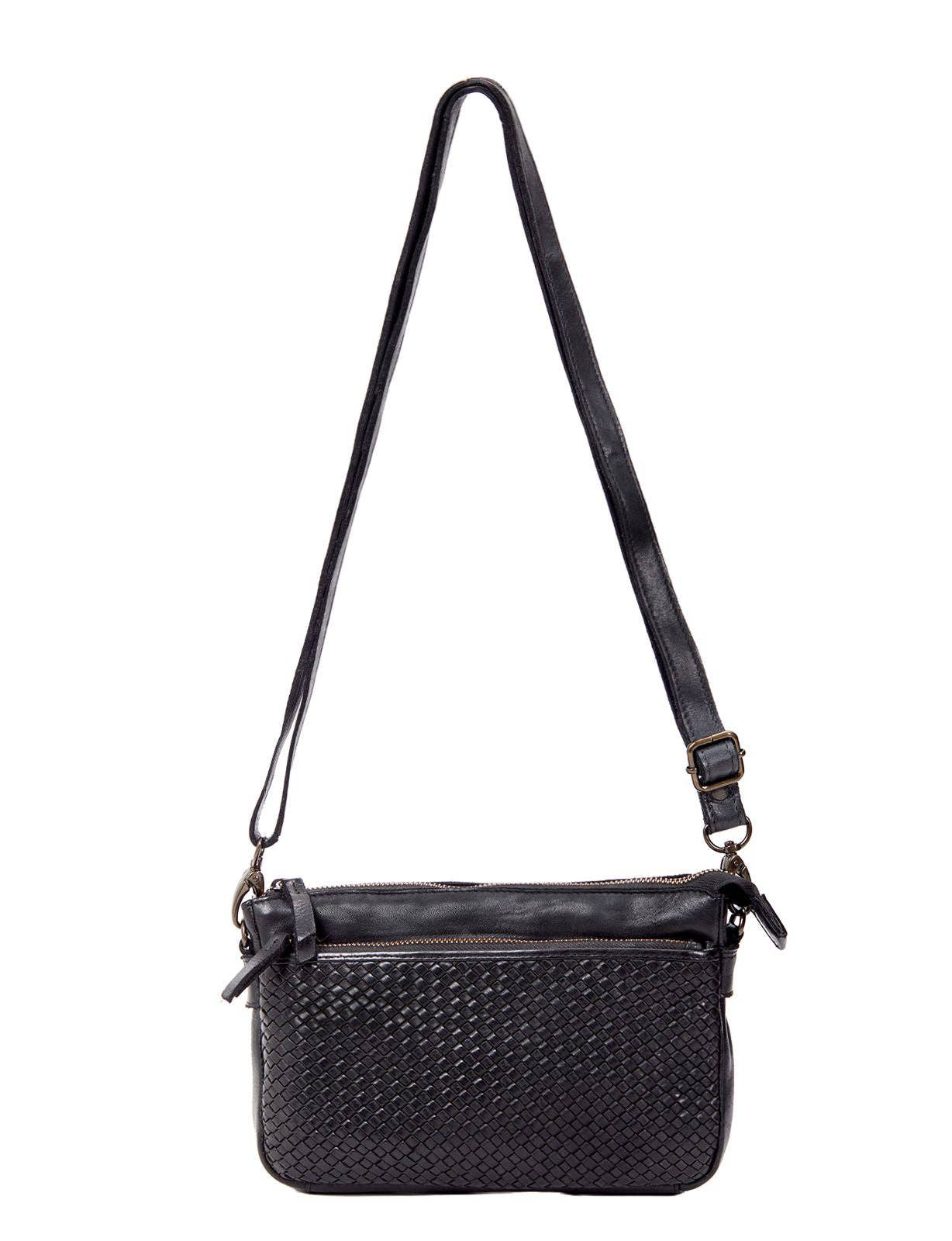 RENMARK WOVEN DETAIL LEATHER XBODY BAG
