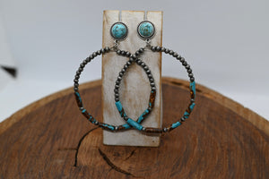 Turquoise Navajo Pearl Hoop