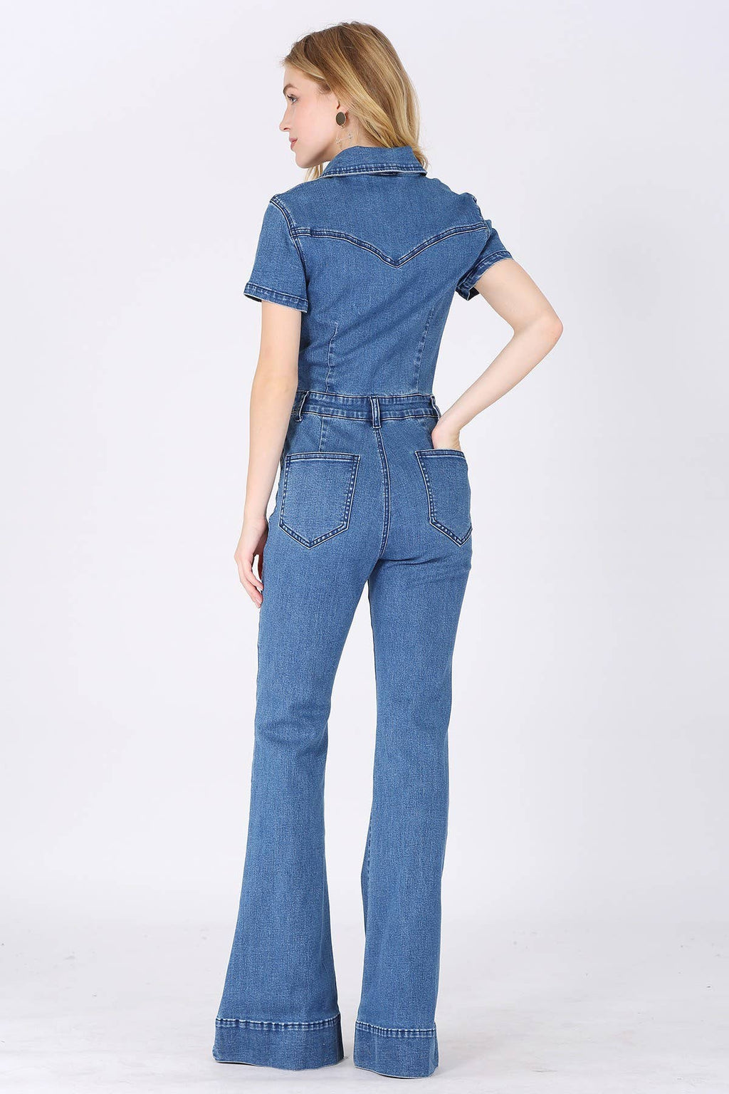 Lainey Light Bell Bottom Denim Jumpsuit