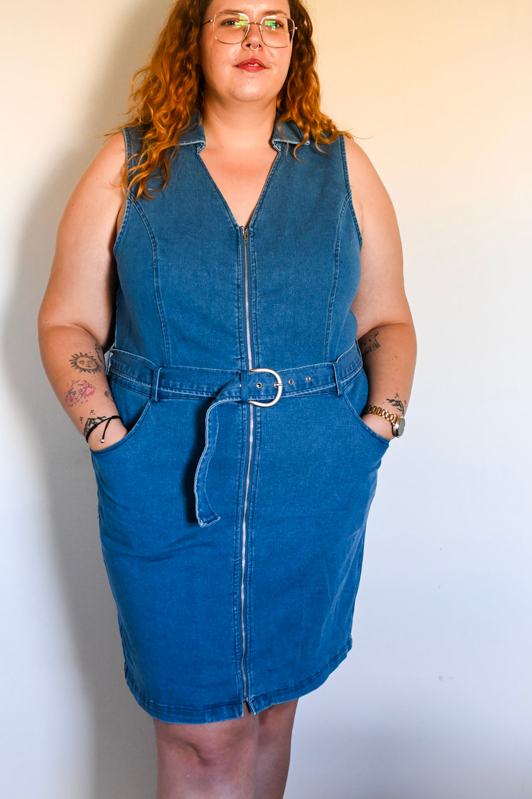 Curvy Denim Zip Dress