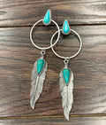 5.5" Navajo Feather Turquoise Post Earrings