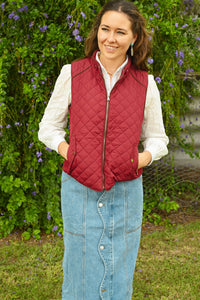 Suede Piping Quilted Padding Vest
