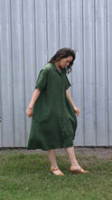 Forest Green Short Sleeve Button Dress