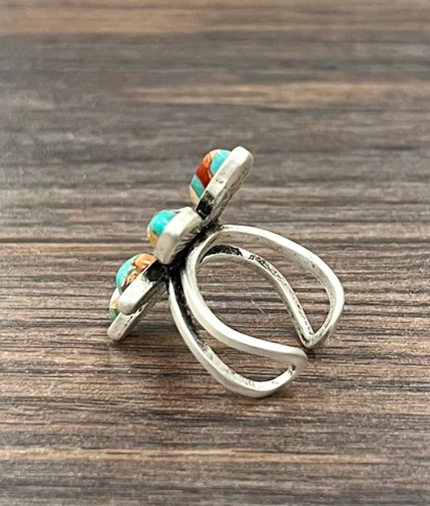 Gemstone, Brass Adjustable Ring
