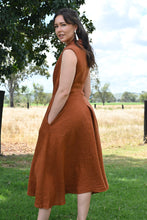 Rust Linen Button Up Dress