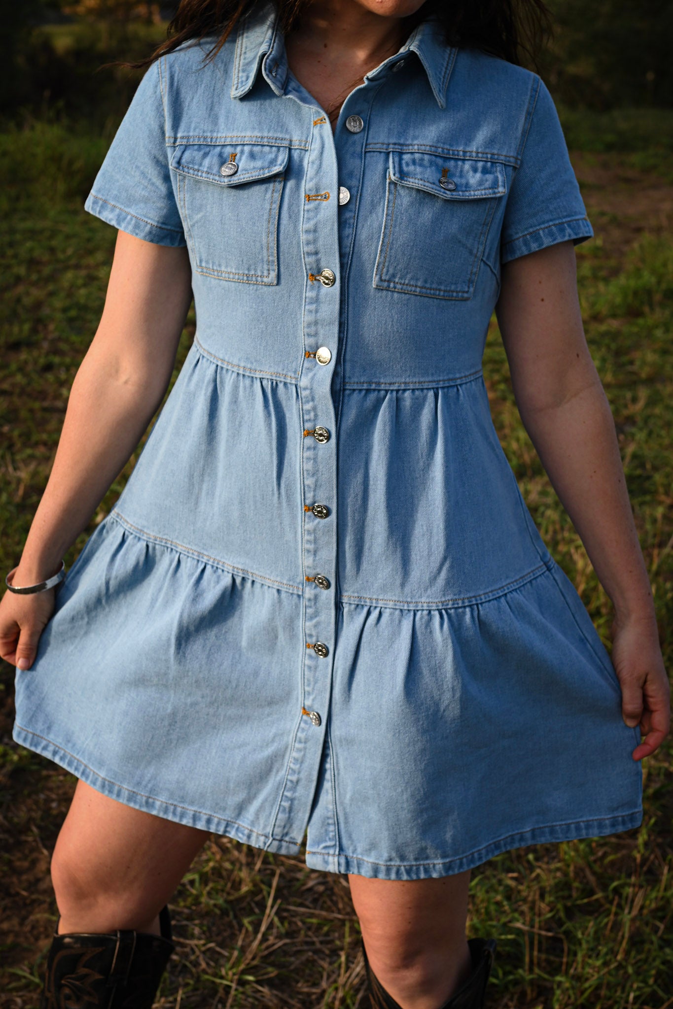 Bree Denim Button Front Dress