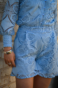 Leighton Blue Lace Shorts