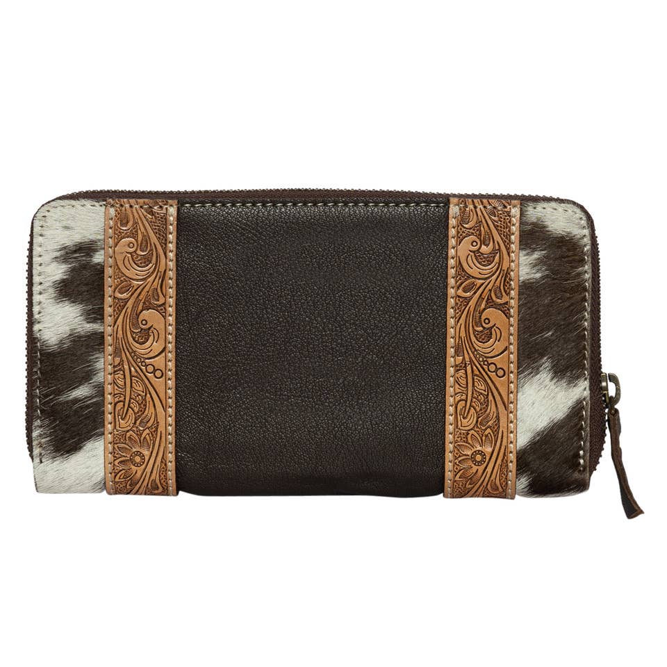 Cowhide & Tooling Lthr Boot Stitch Zip Wallet – Moore