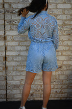 Leighton Blue Lace Button up Top