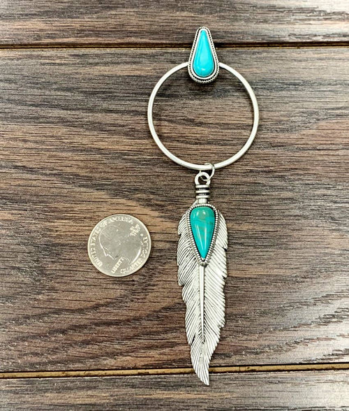 5.5" Navajo Feather Turquoise Post Earrings