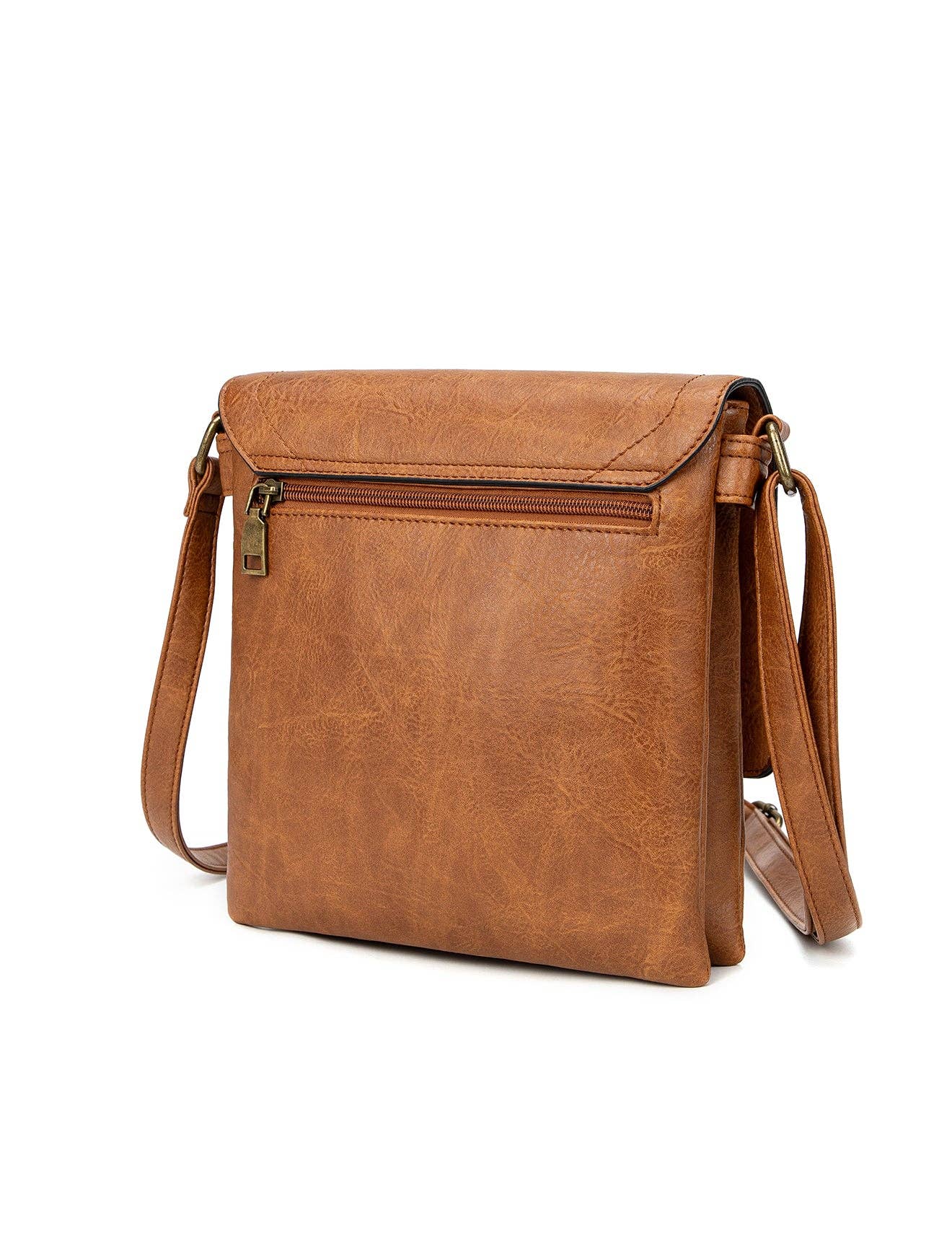 IMOGEN VEGAN FLAP OVER XBODY BAG TAN