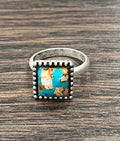 10mm Square Gemstone, Brass Adjustable Ring