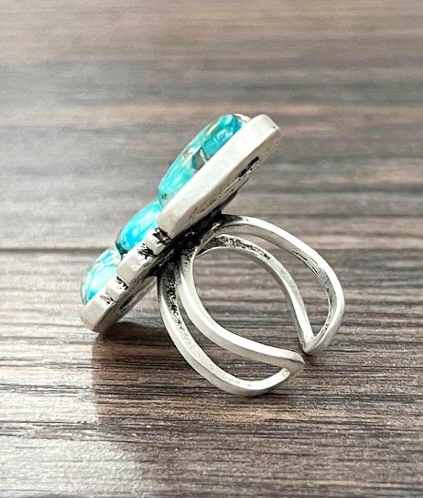 Navajo Gemstone, Brass Adjustable Ring