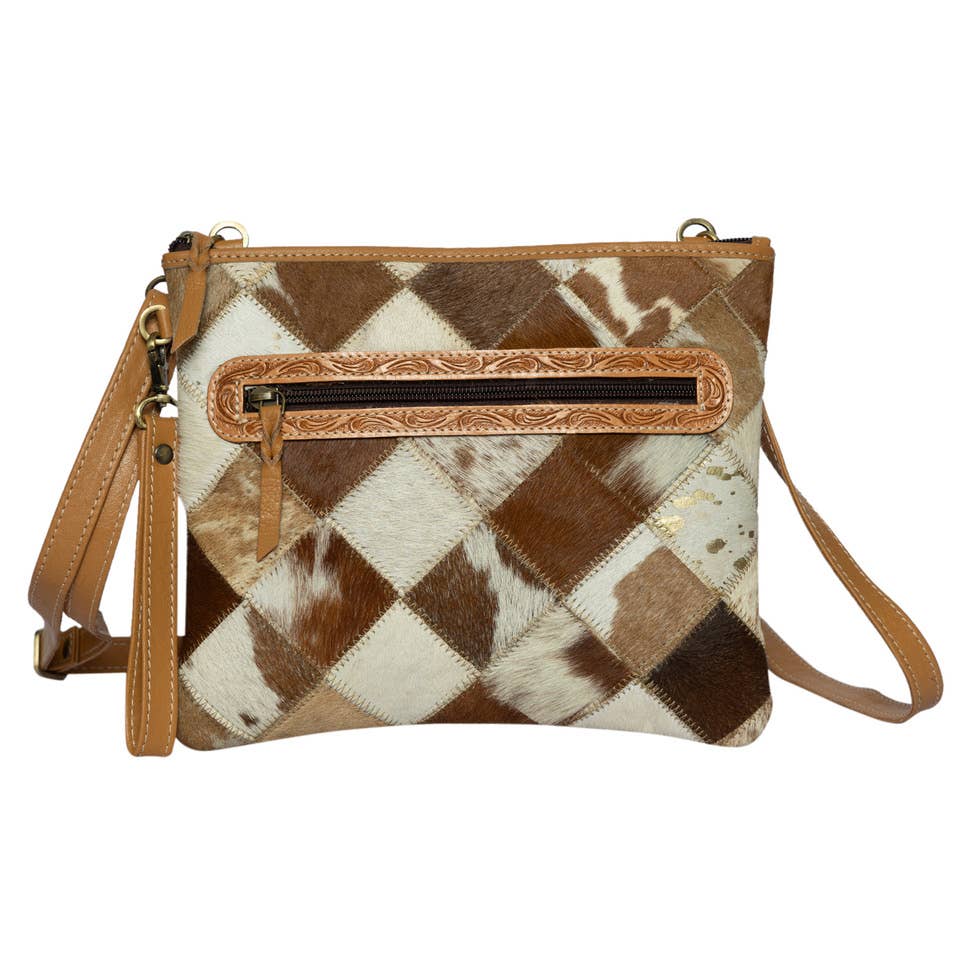 Patchwork Cowhide Sling Bag