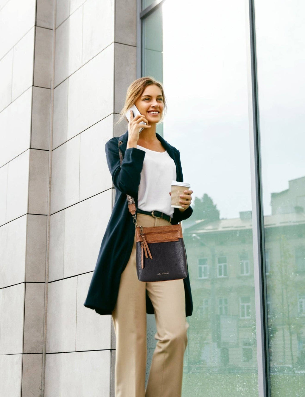 ANDI VEGAN XBODY BAG BLK/TAN