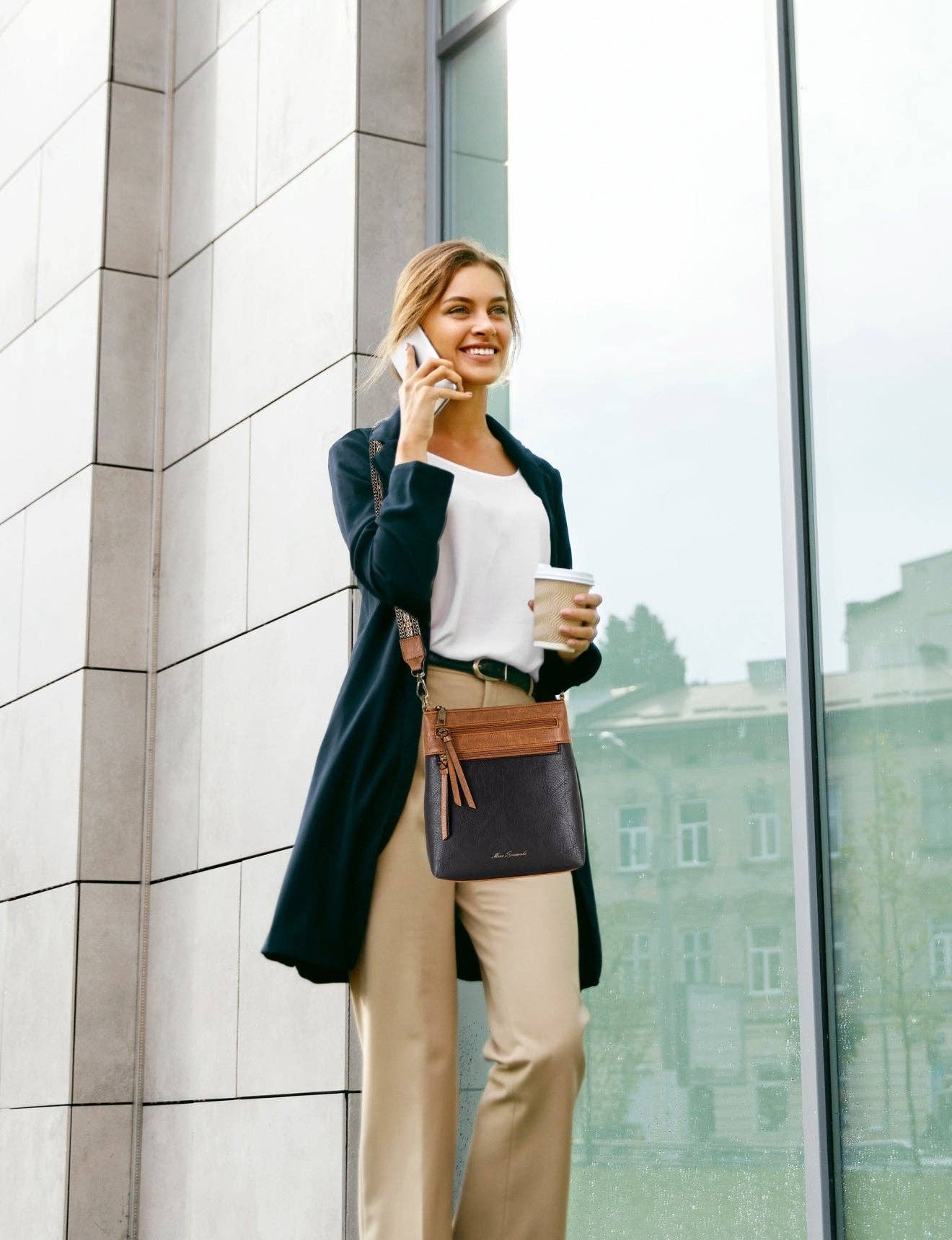 ANDI VEGAN XBODY BAG BLK/TAN