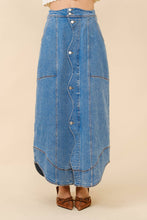 Wavy  Denim Maxi Skirt