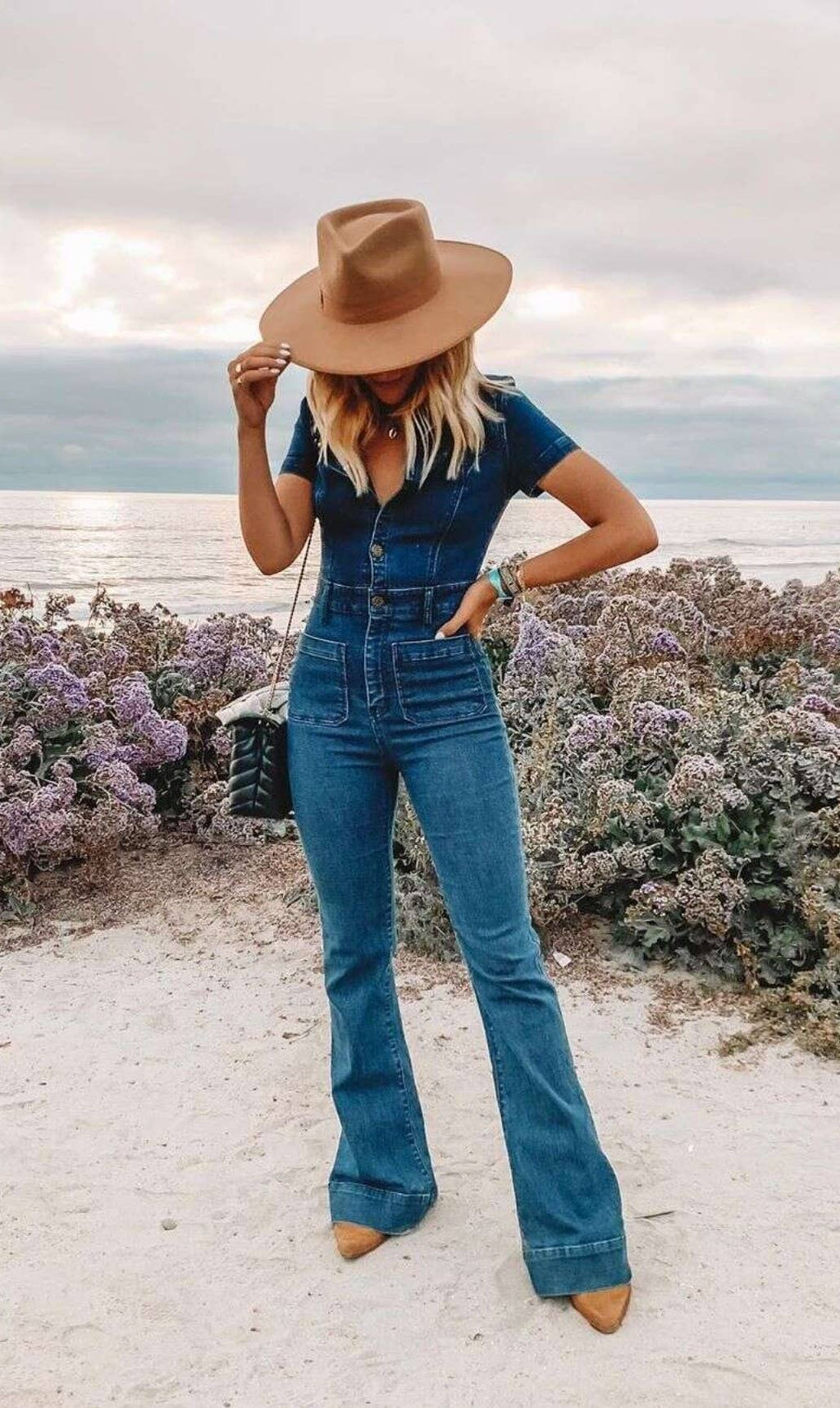 Lainey Light Bell Bottom Denim Jumpsuit