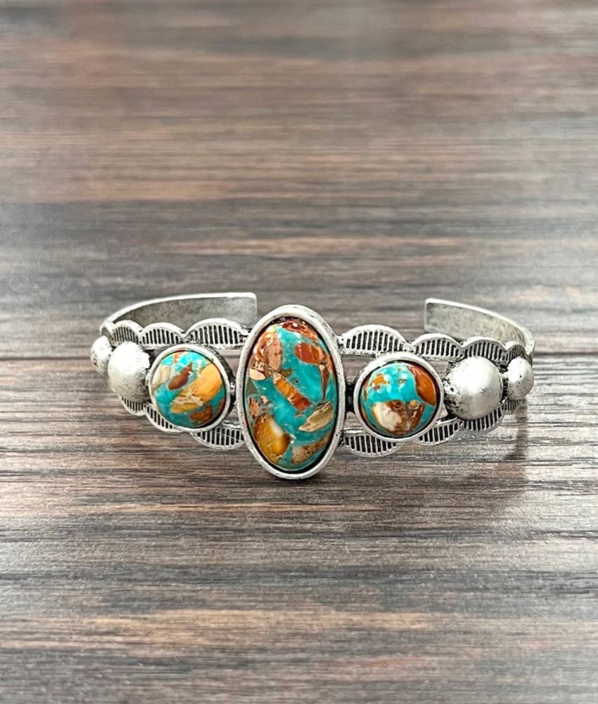 Navajo Gemstone Cuff Bracelet