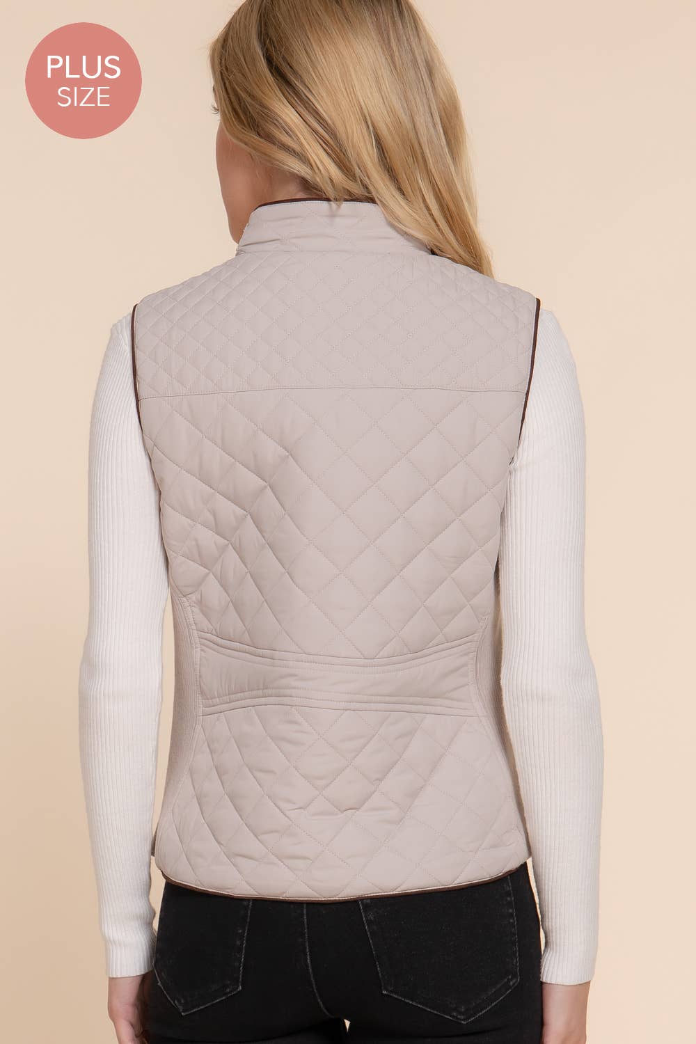 Curvy Suede Piping Quilted Padding Vest