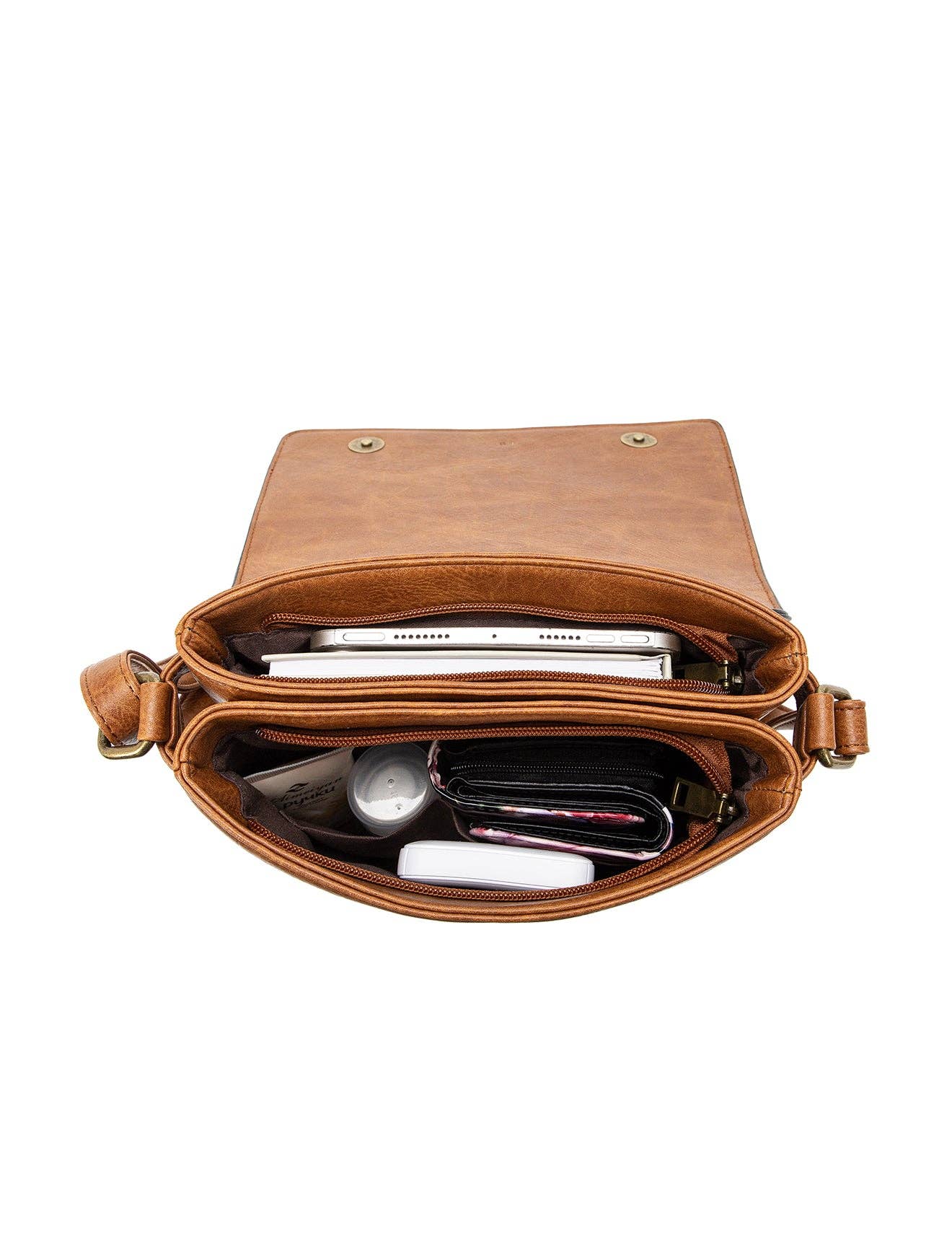 IMOGEN VEGAN FLAP OVER XBODY BAG TAN